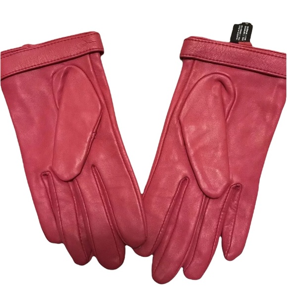 Club Monaco Pink Leather Gloves size S/M - Picture 6 of 8